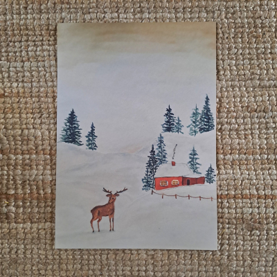 Poster 'hertje in de sneeuw'