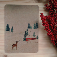 Houten poster 'hertje in de sneeuw'